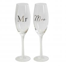 Champagne glazen Mr en Mrs