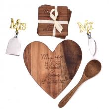 Kadoset houten hart huwelijk