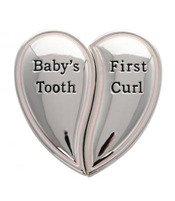 Tand en haarlokdoosje hart roze